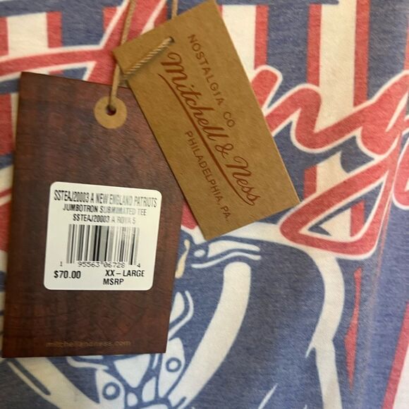 NWT New England Patriots NFL Mitchell & Ness throwback Jumbotron XXL T-shirt - Picture 8 of 12